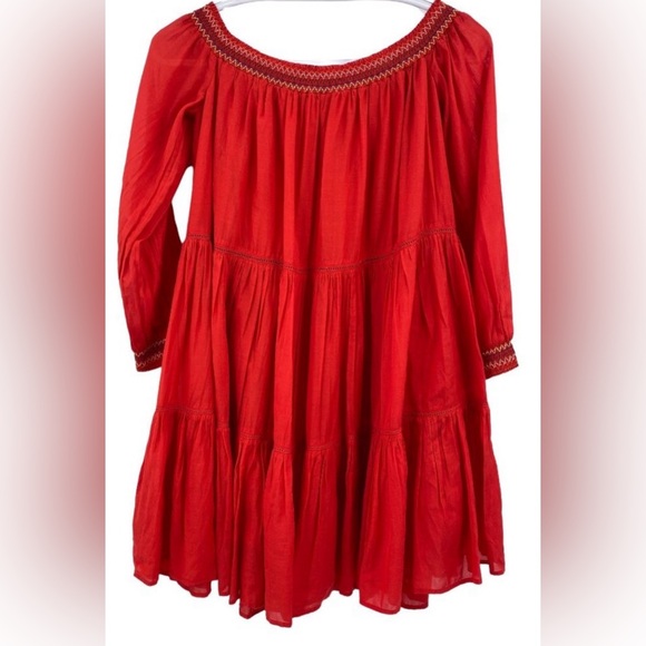 Free People Red Floral Mini Dress Size M (PTP 18.5”) - Picture 6 of 14